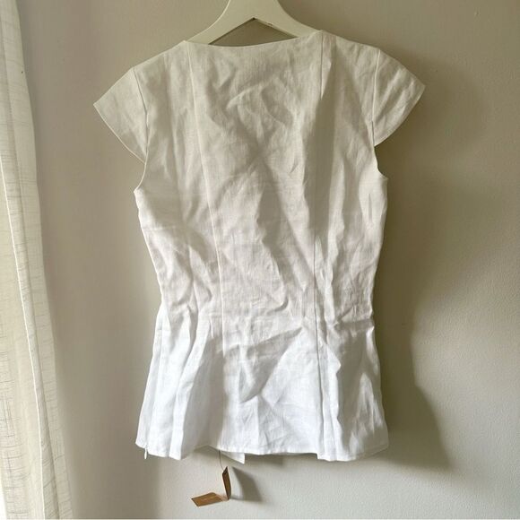 Reformation Meela Linen Top in White - Picture 3 of 7